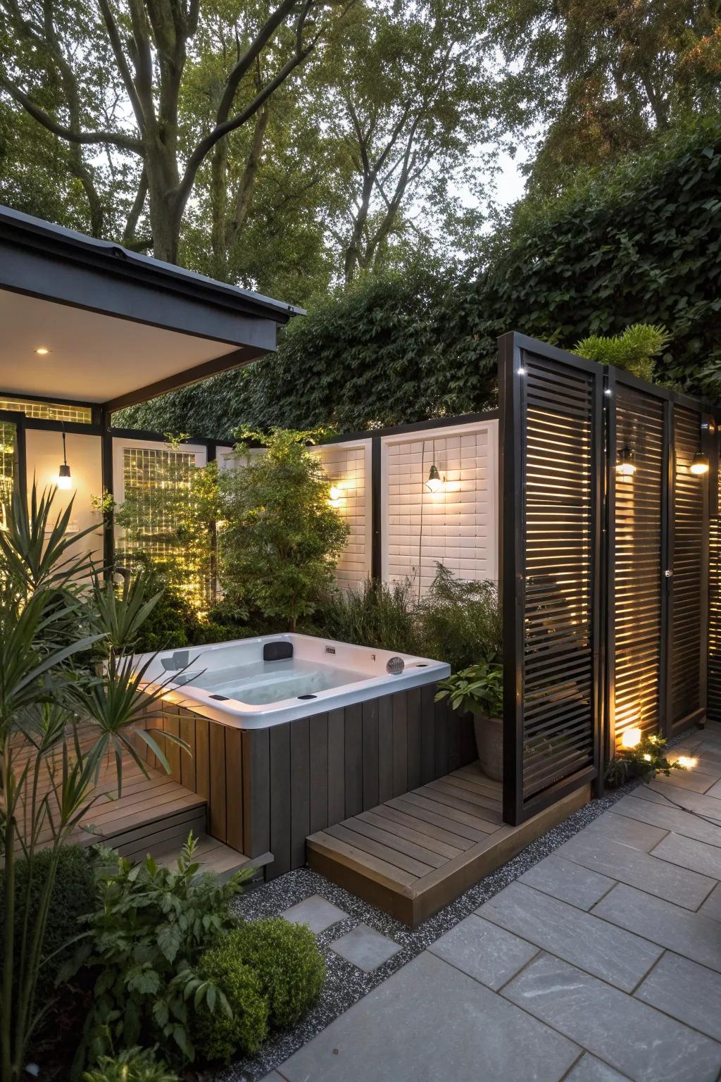 Privacy screens offer a secluded and intimate atmosphere.