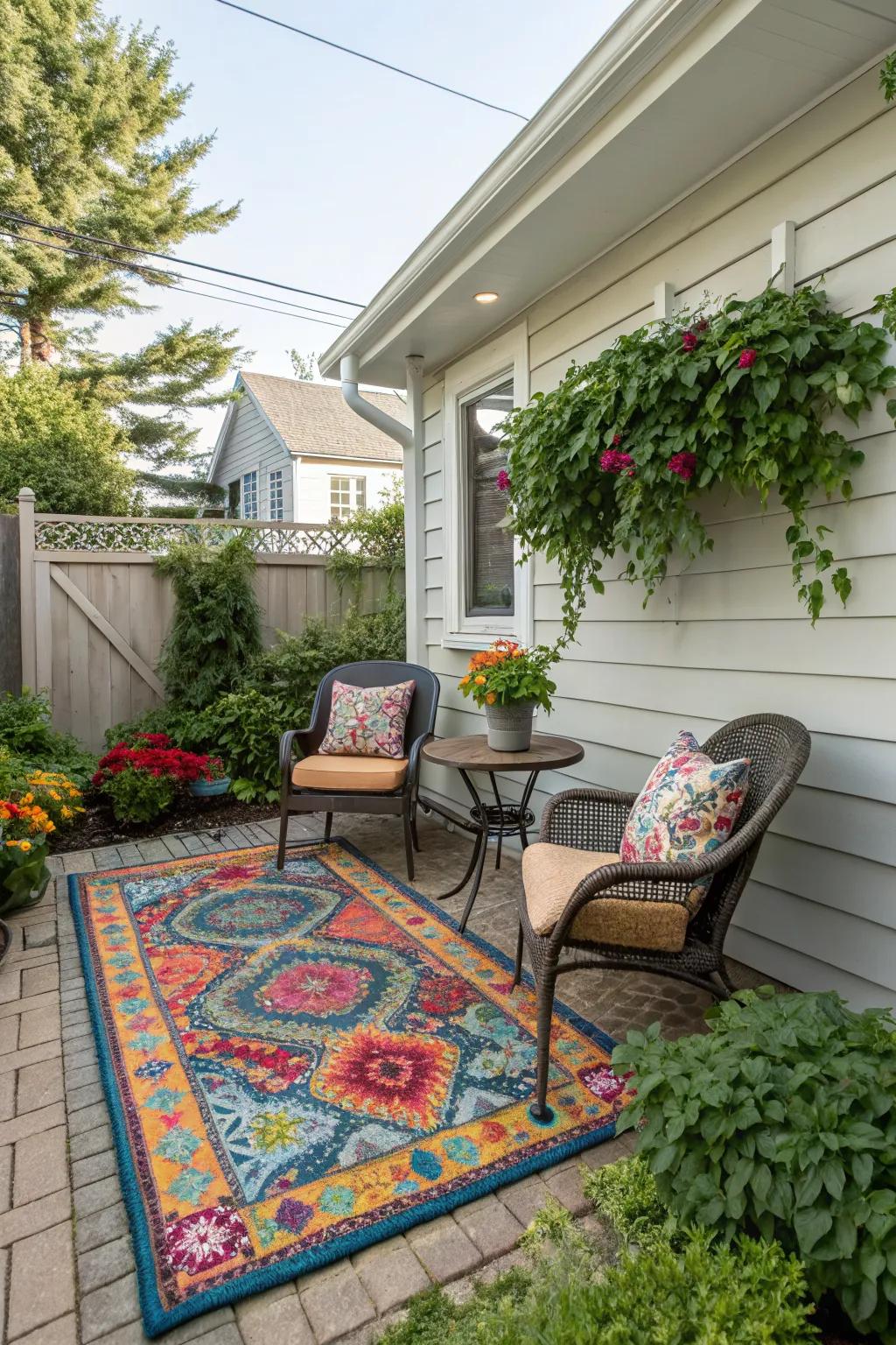Outdoor rugs help define and ground your space.