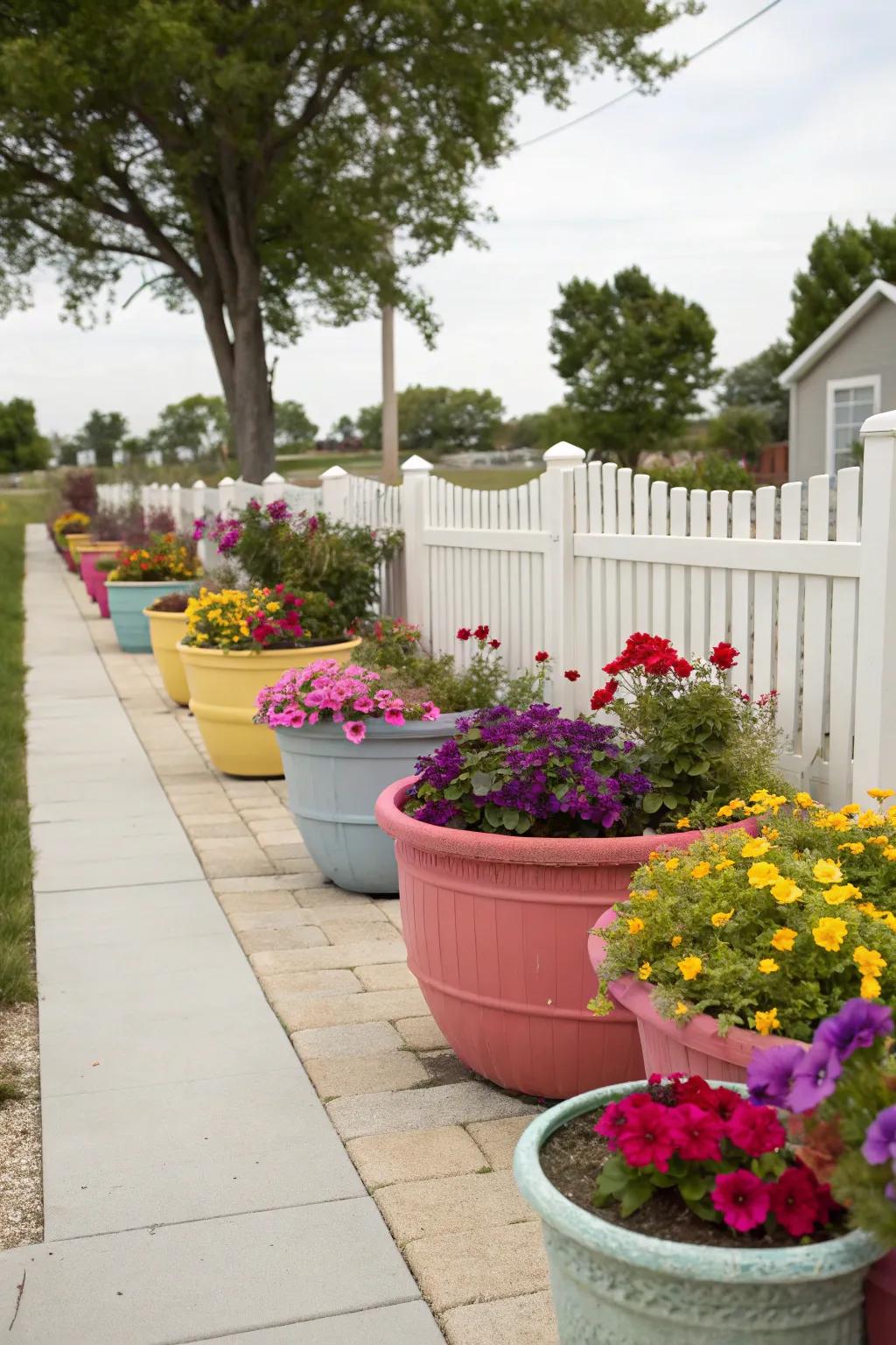 Planters offer a versatile way to bring color and life to your side yard.
