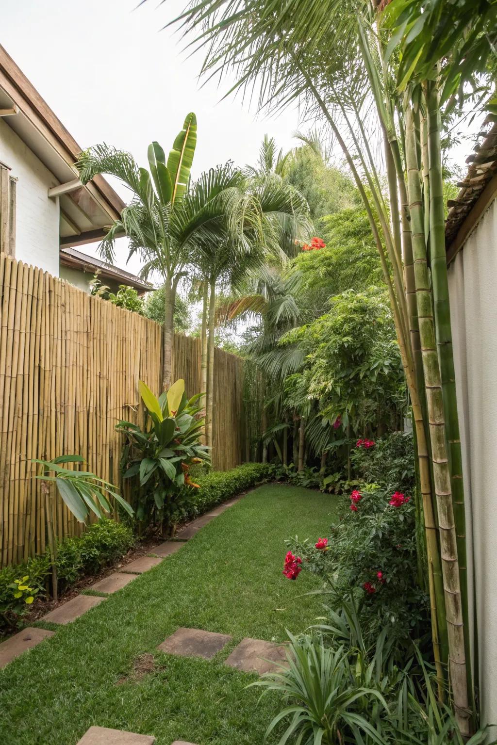 Tall plants provide privacy and a secluded feel.