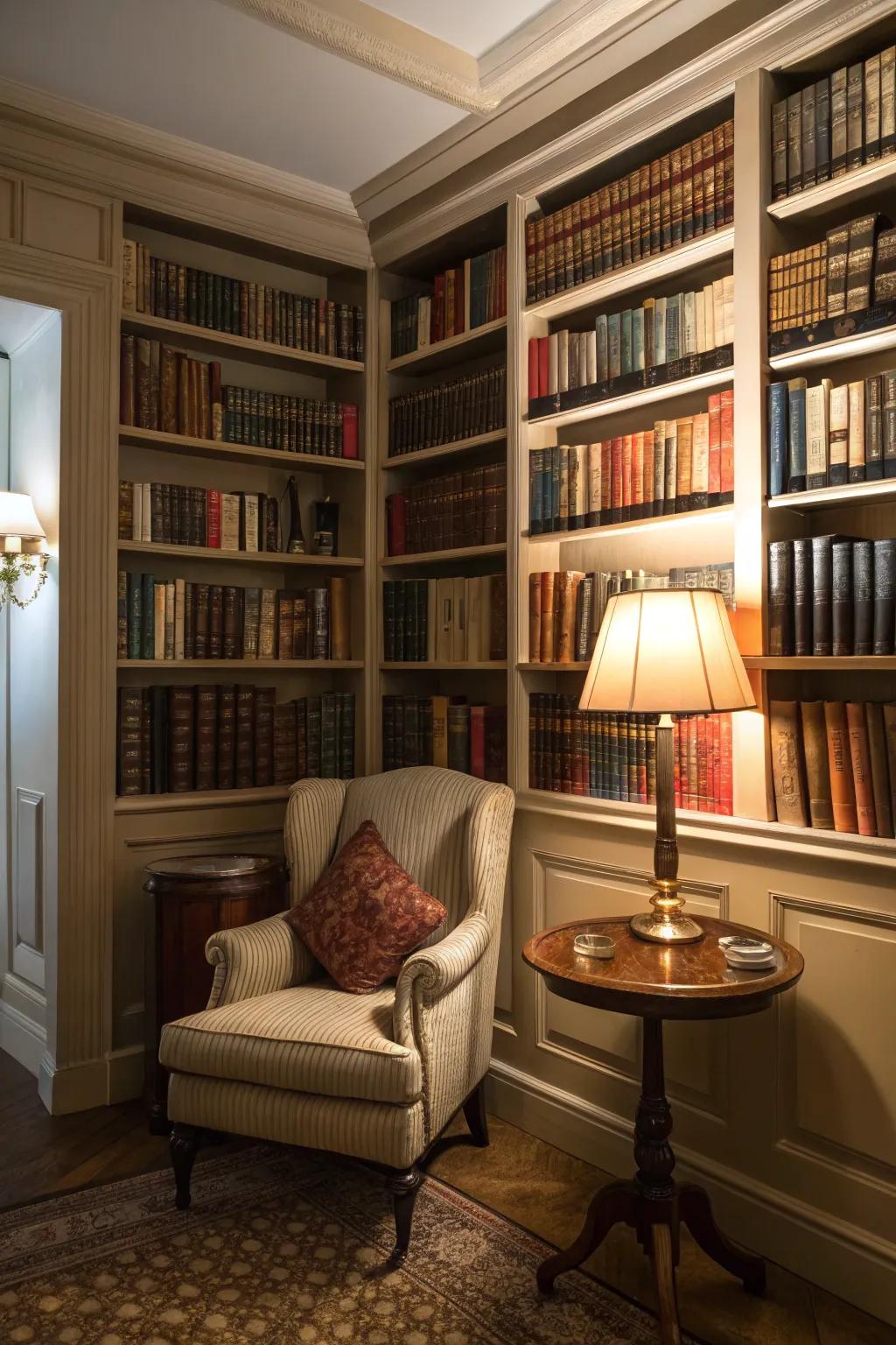 Bookshelves add a cultured vibe to a smoking lounge.