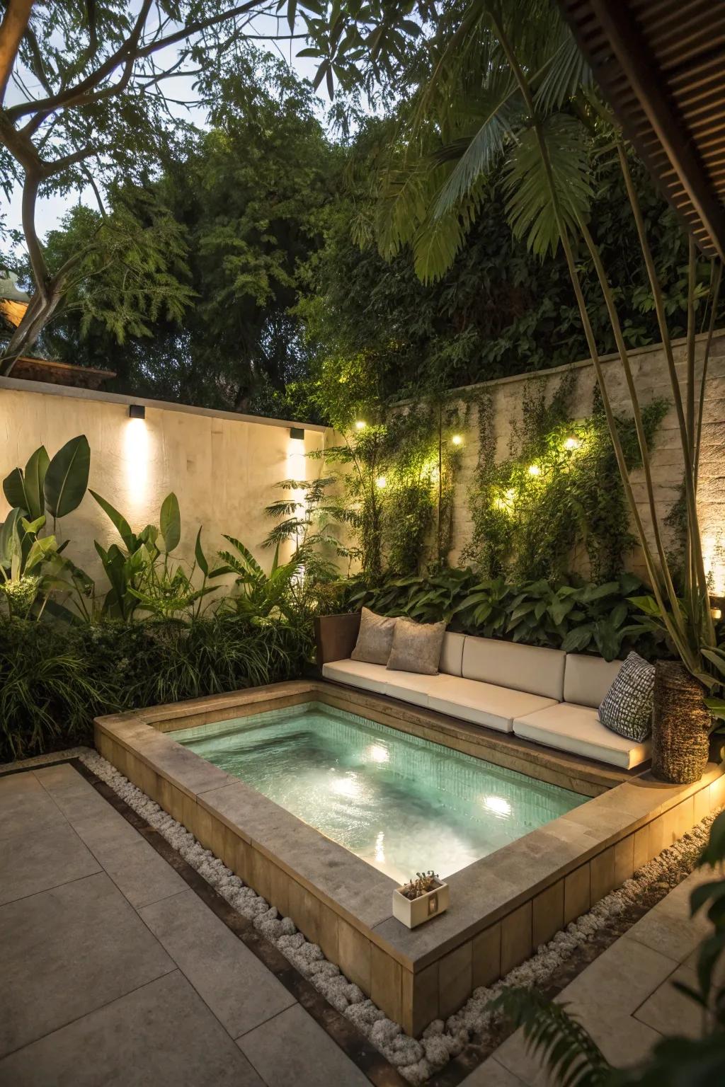 A soak pool with convenient built-in seating for ultimate relaxation.