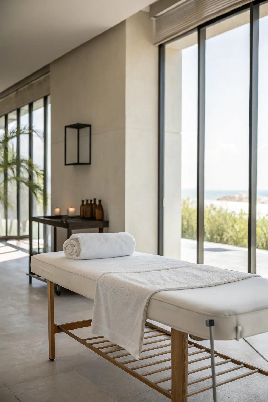 Minimalist designs create a peaceful and distraction-free spa environment.