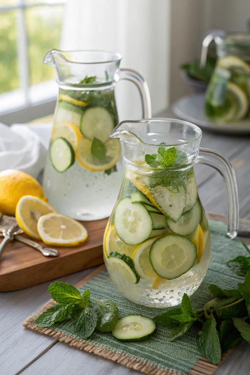Stay refreshed with delicious fruit-infused detox water.