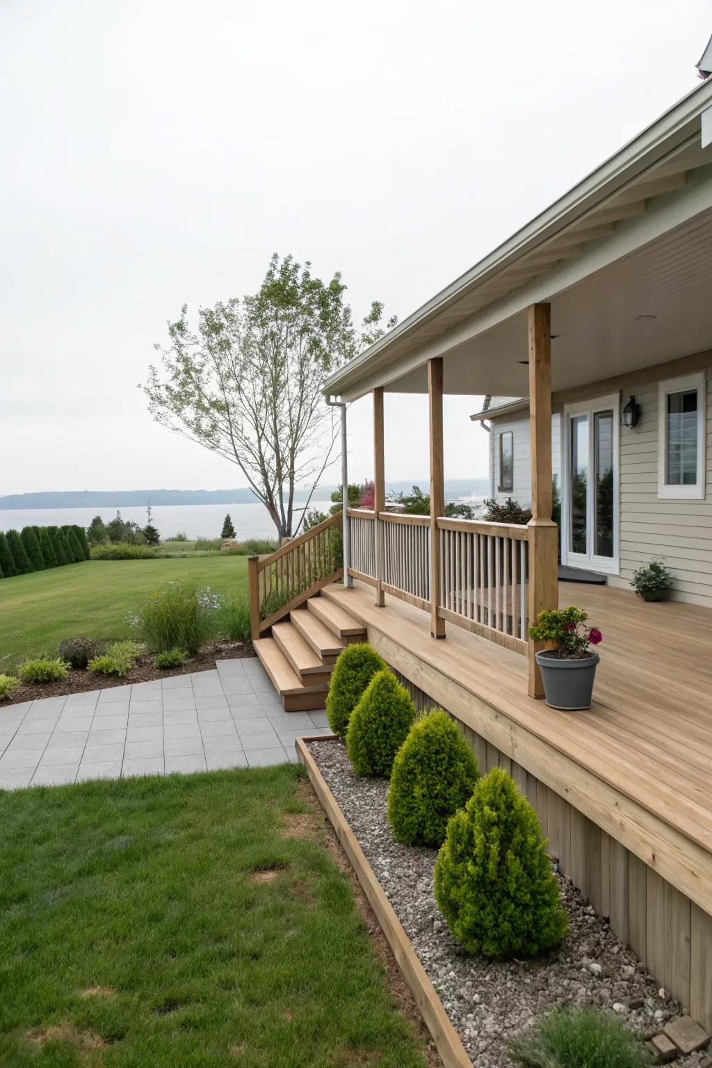 A floating deck offers a sleek, modern look for your porch.