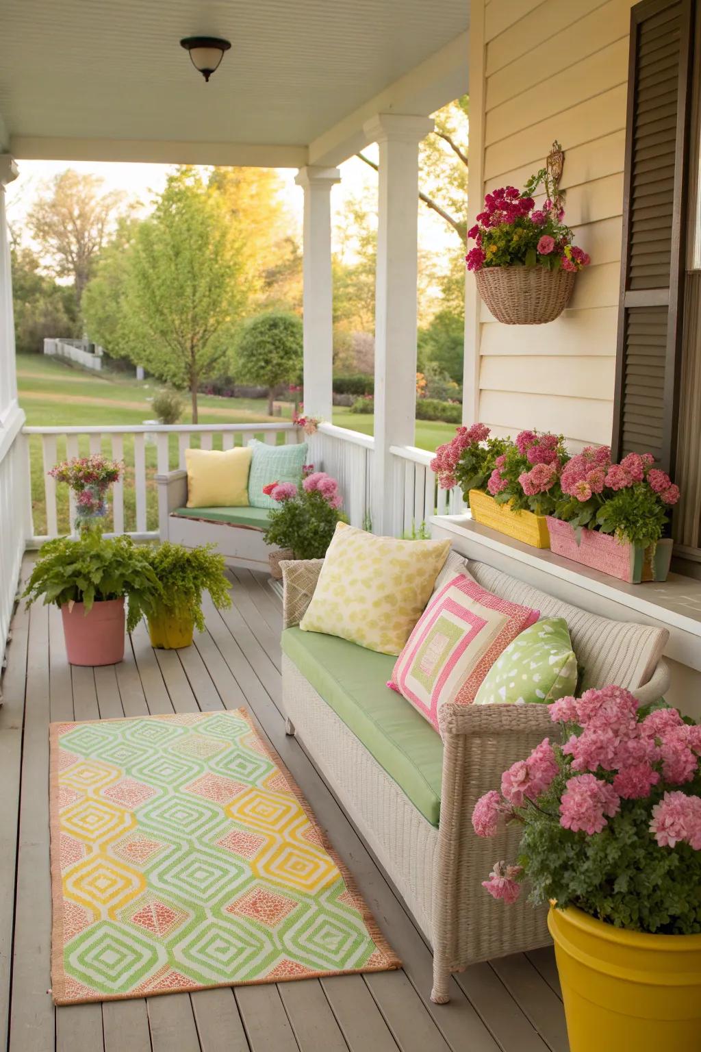 Embrace spring colors for a fresh and vibrant porch.