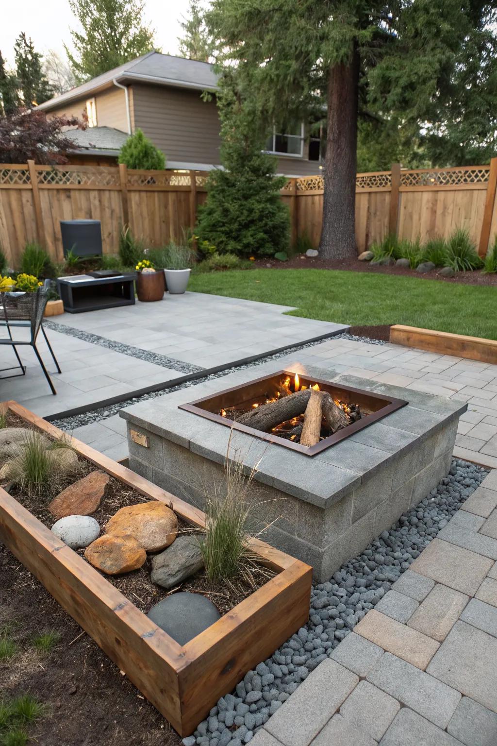 A mix of materials creates visual interest and depth.