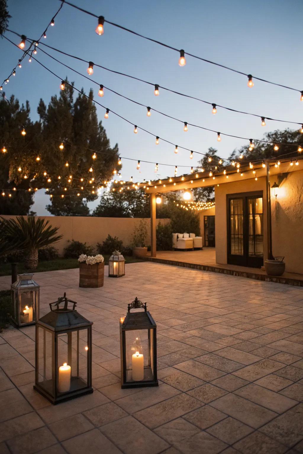 Ambient lighting transforms your patio into a magical evening retreat.