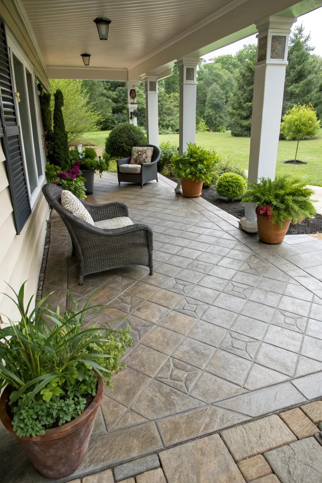 Achieve a polished look with tile-inspired concrete.
