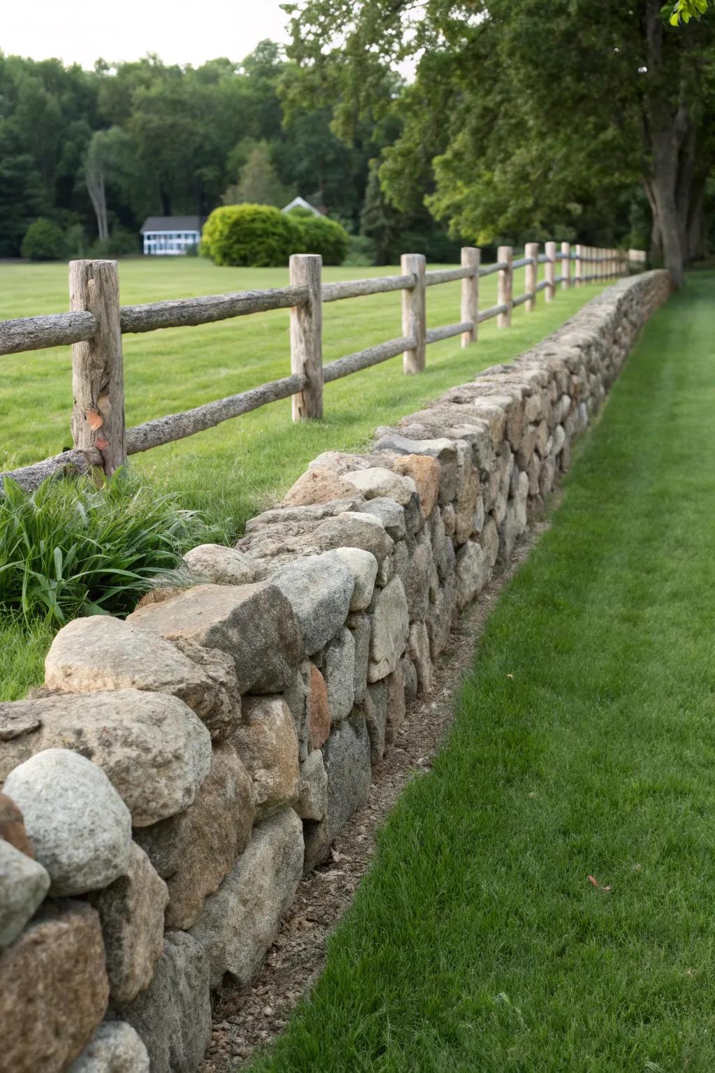 Mixed textures can elevate the visual appeal of a stone fence.