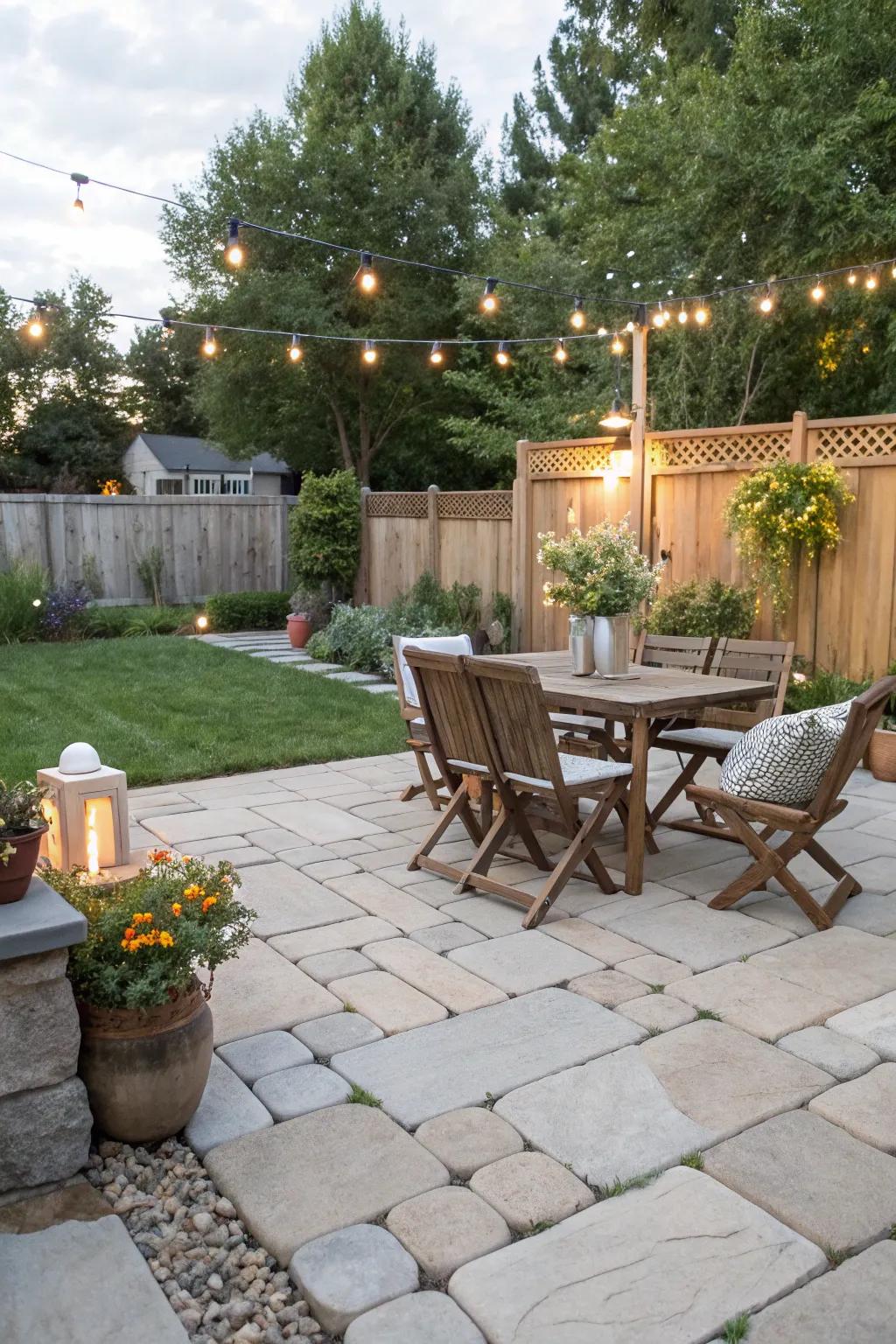 Cost-effective pavers creating a high-end look on a budget.