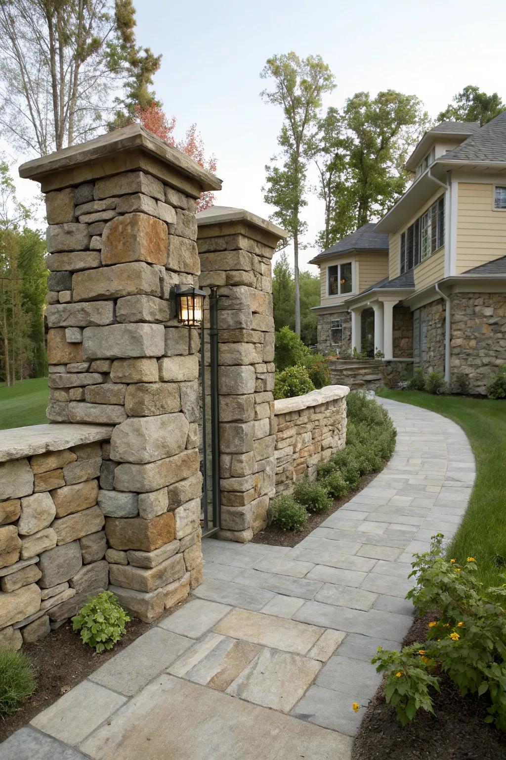 Stacked stone walls add a touch of classic elegance.