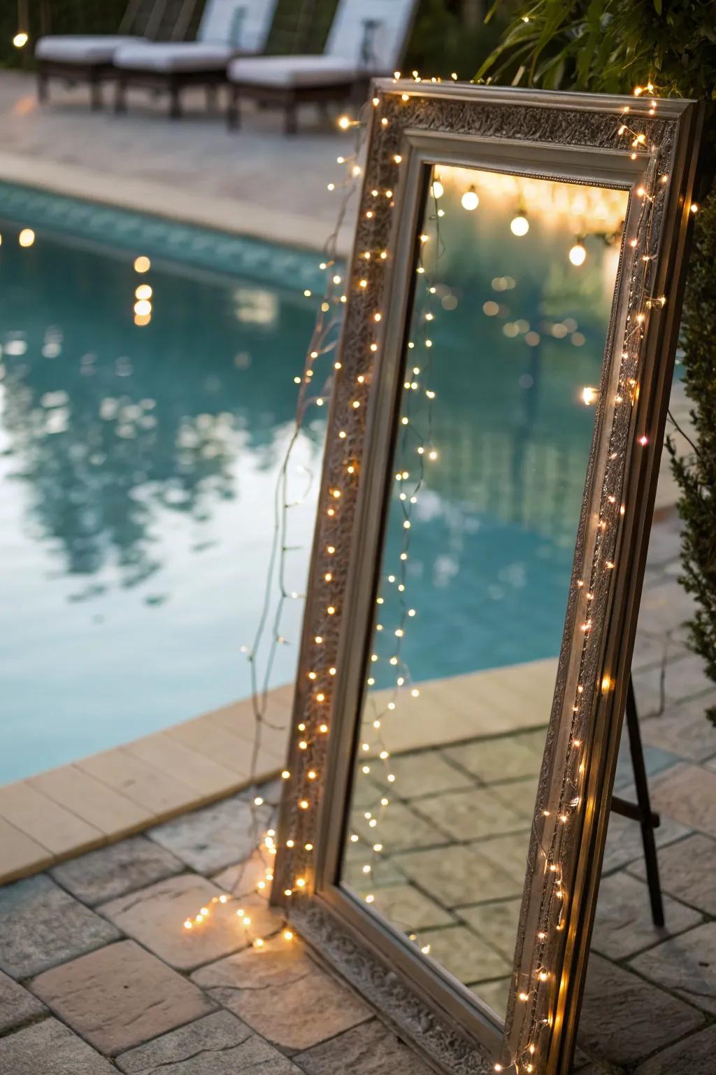 Mirrors double the magic of your poolside lights.