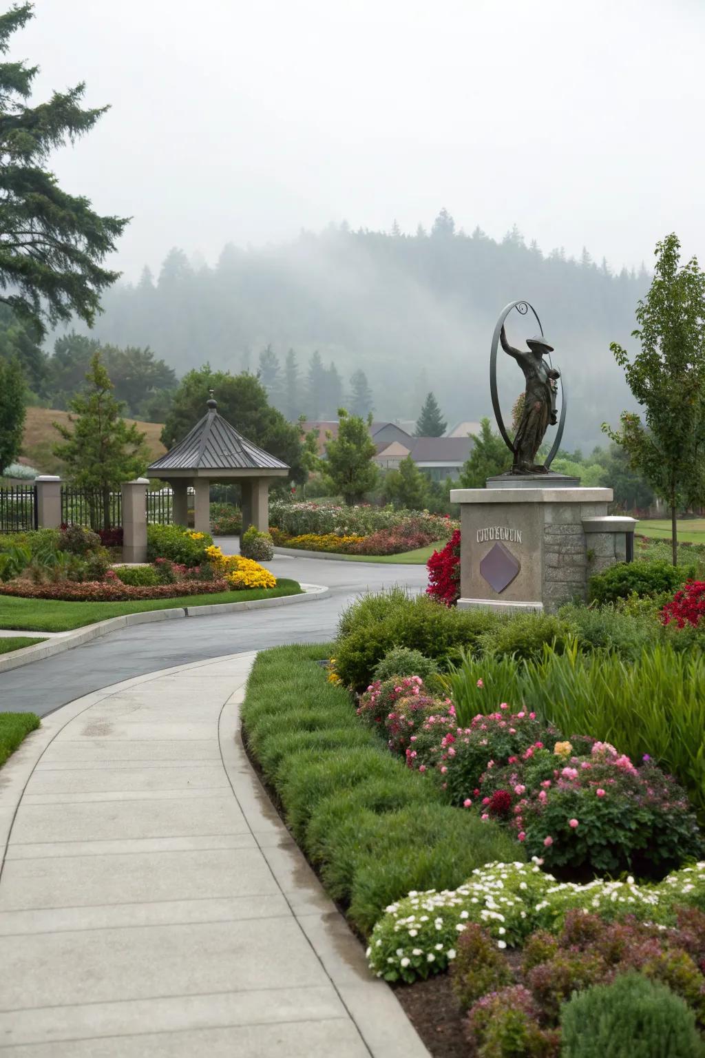 An artistic sculpture adds a unique and memorable touch.