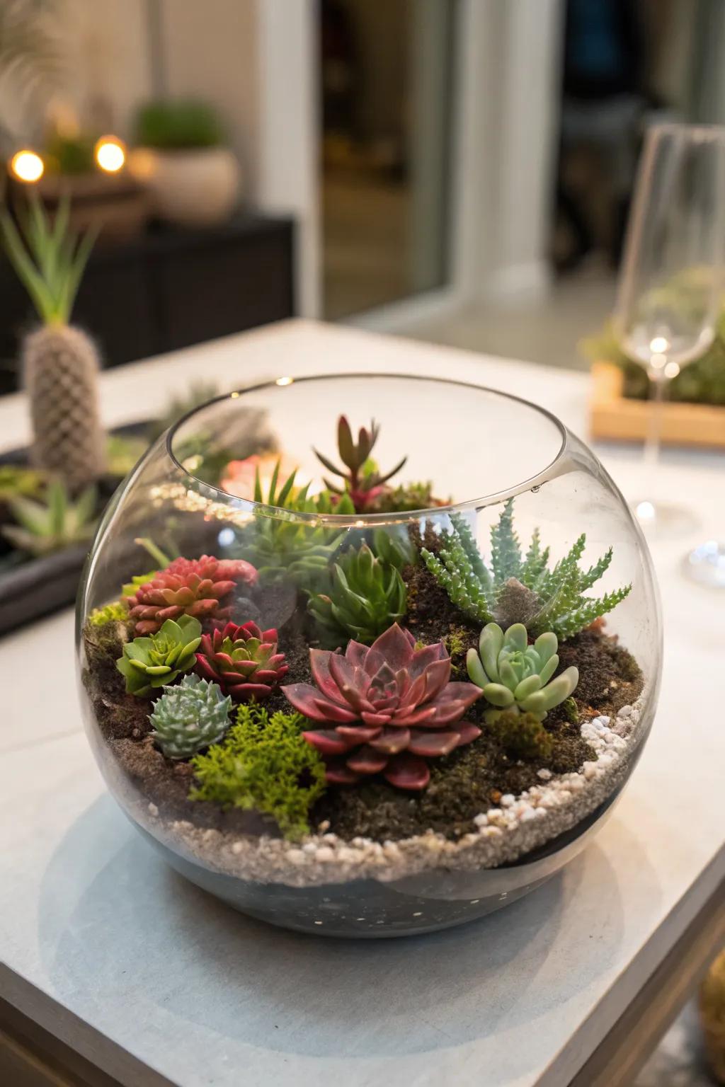 Succulent terrariums bring the outdoors in