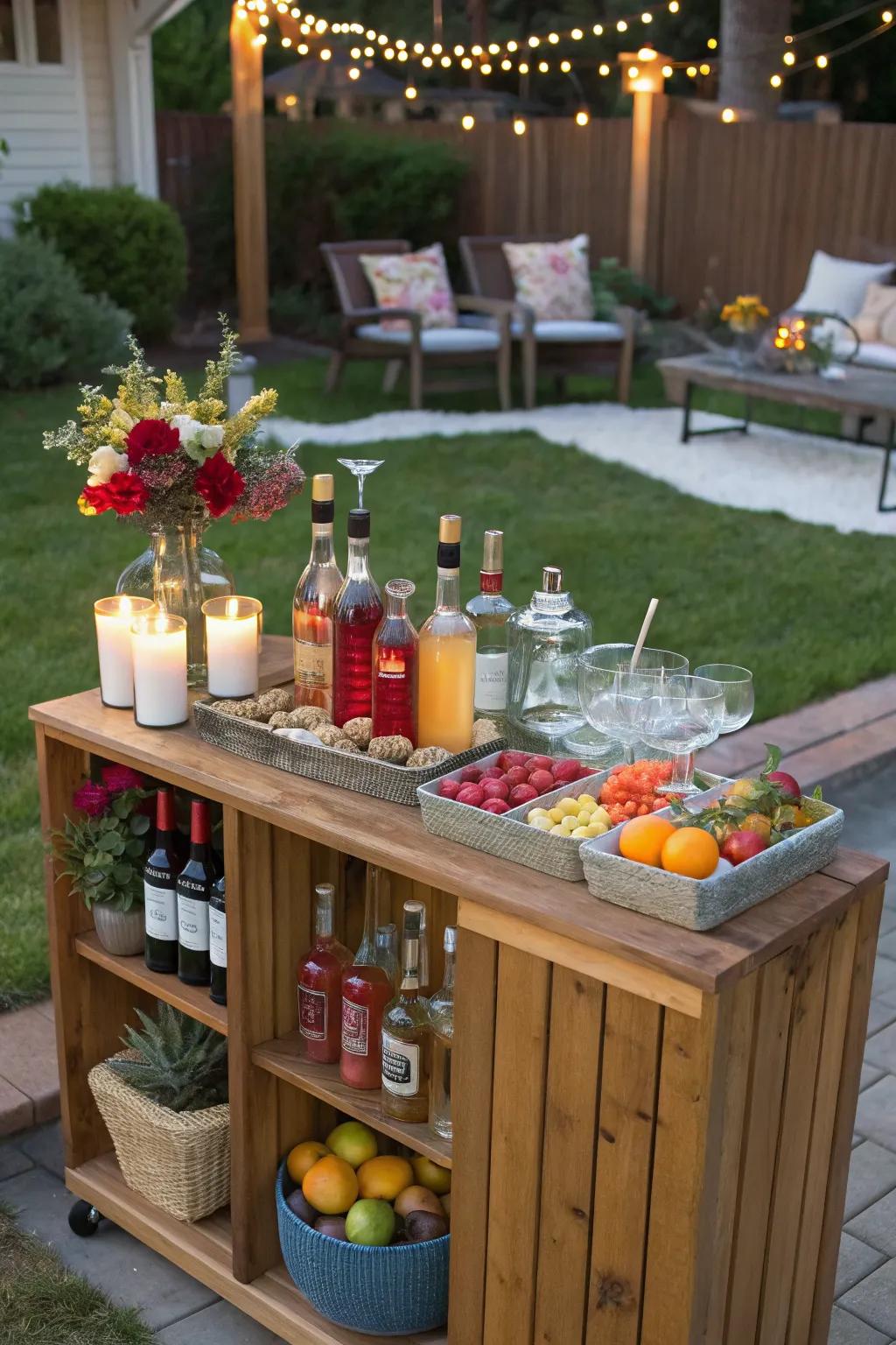 Let guests craft their own cocktails with a DIY bar.