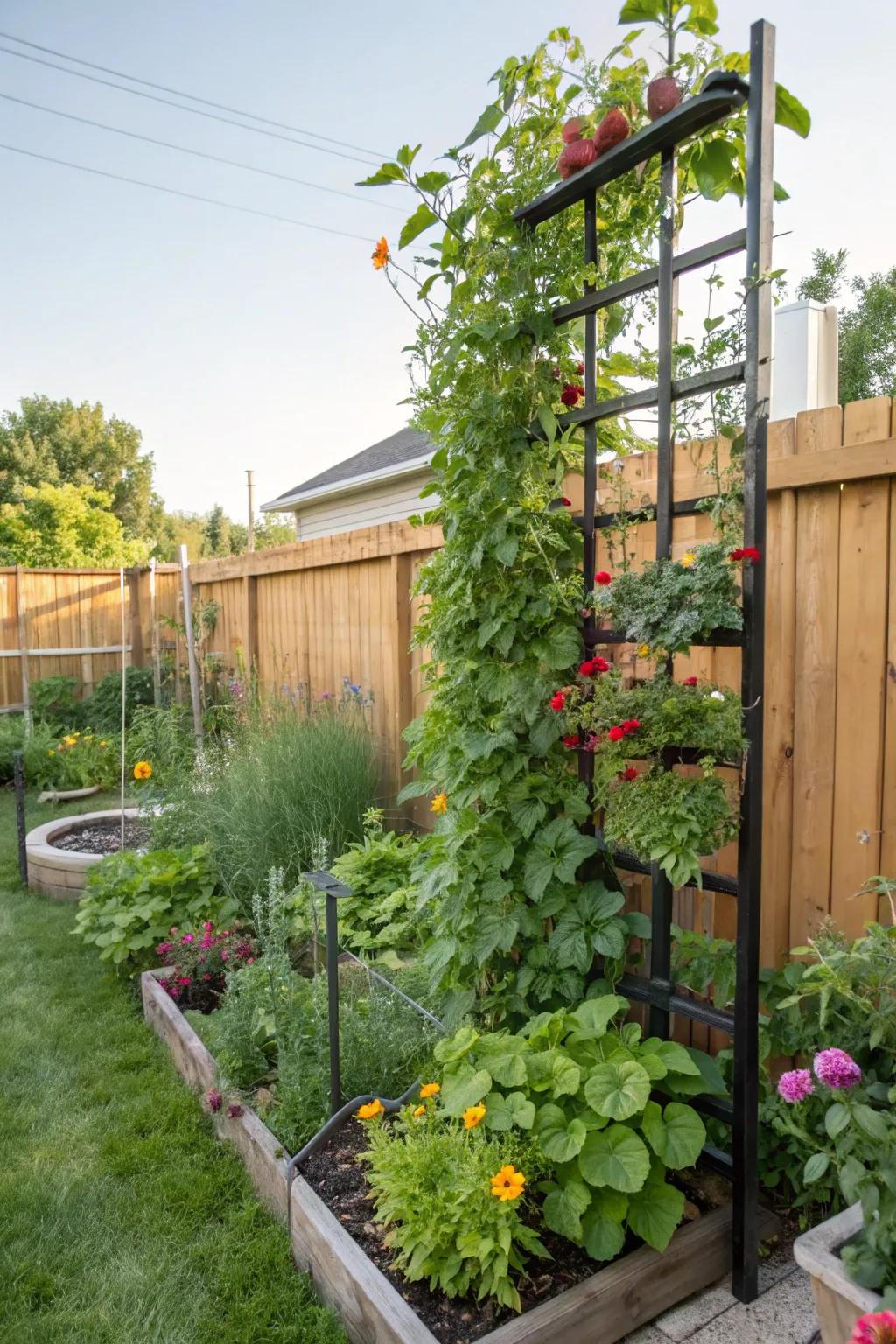 A vertical garden is a space-efficient way to grow plants.