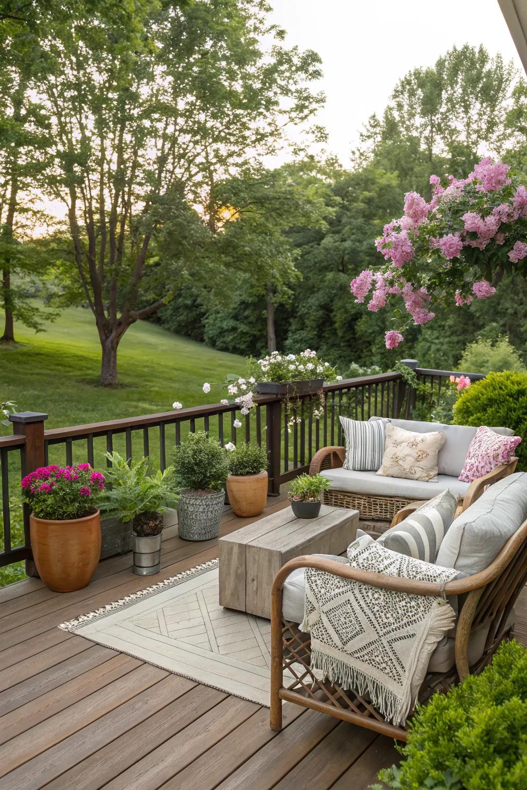 Create a versatile living area with a beautifully designed deck.
