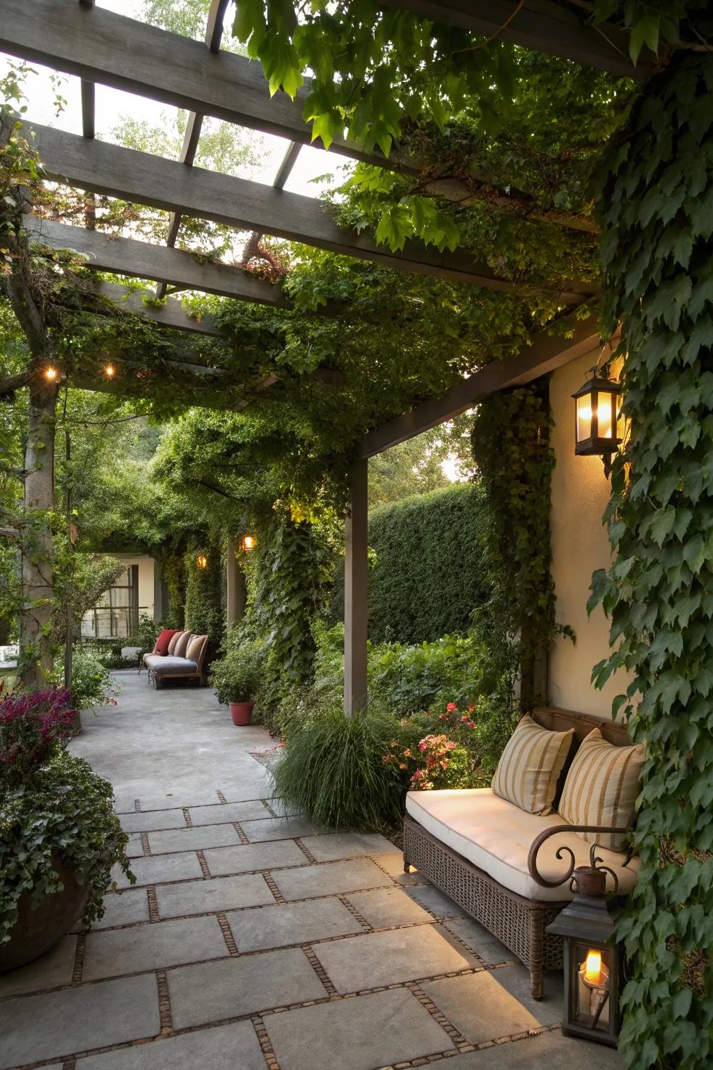Privacy screens offer seclusion and a natural touch.