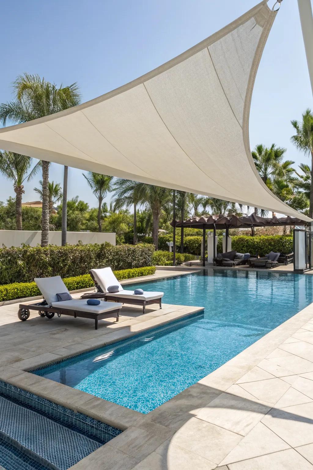 Create a poolside oasis with effective shading.