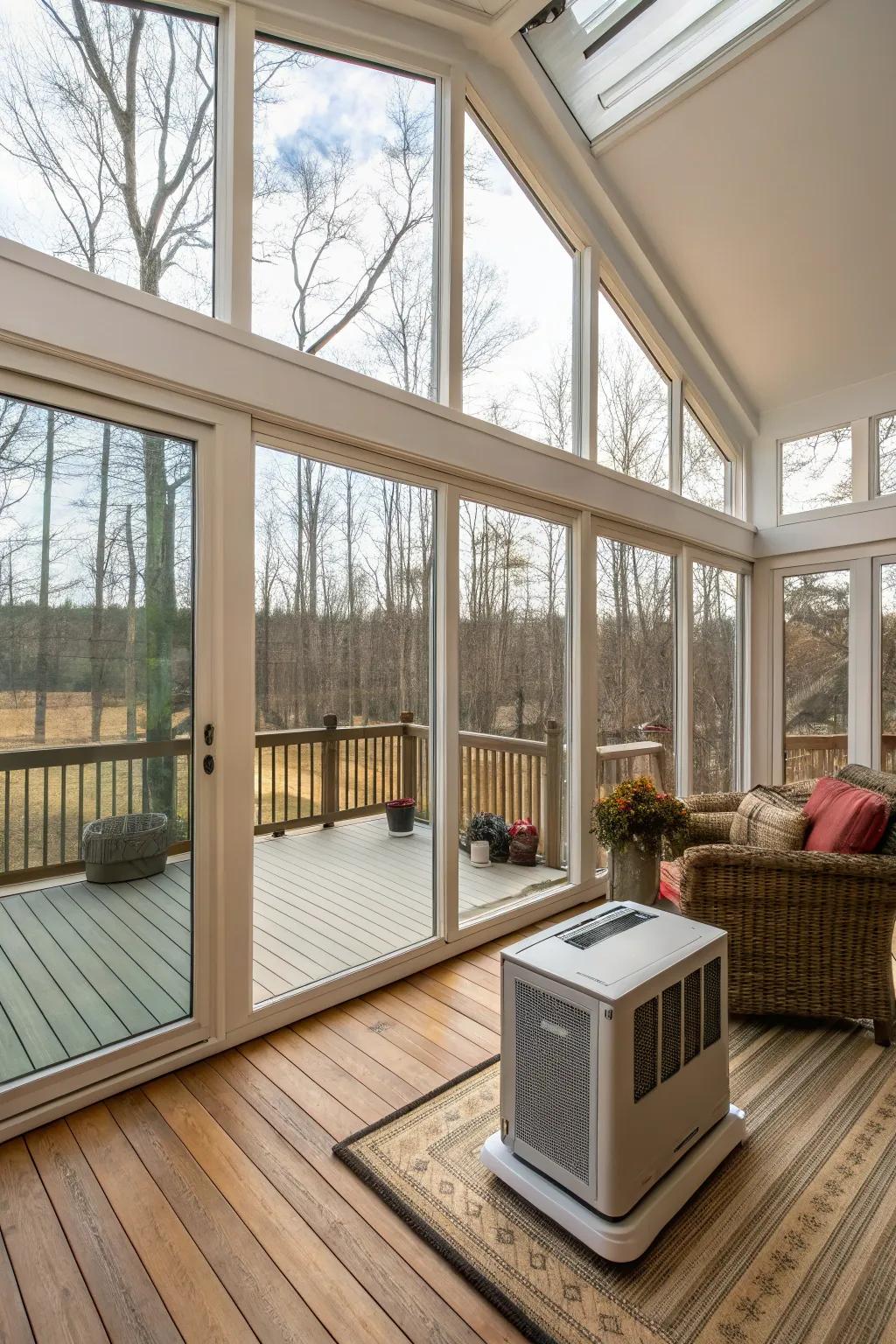 A four-season sunroom provides comfort all year round.