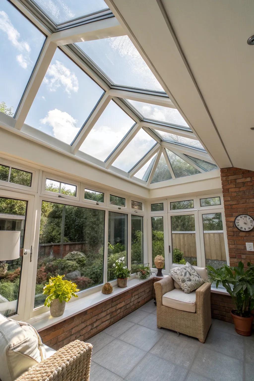 Hybrid roofs offer a blend of styles for a customized sunroom.