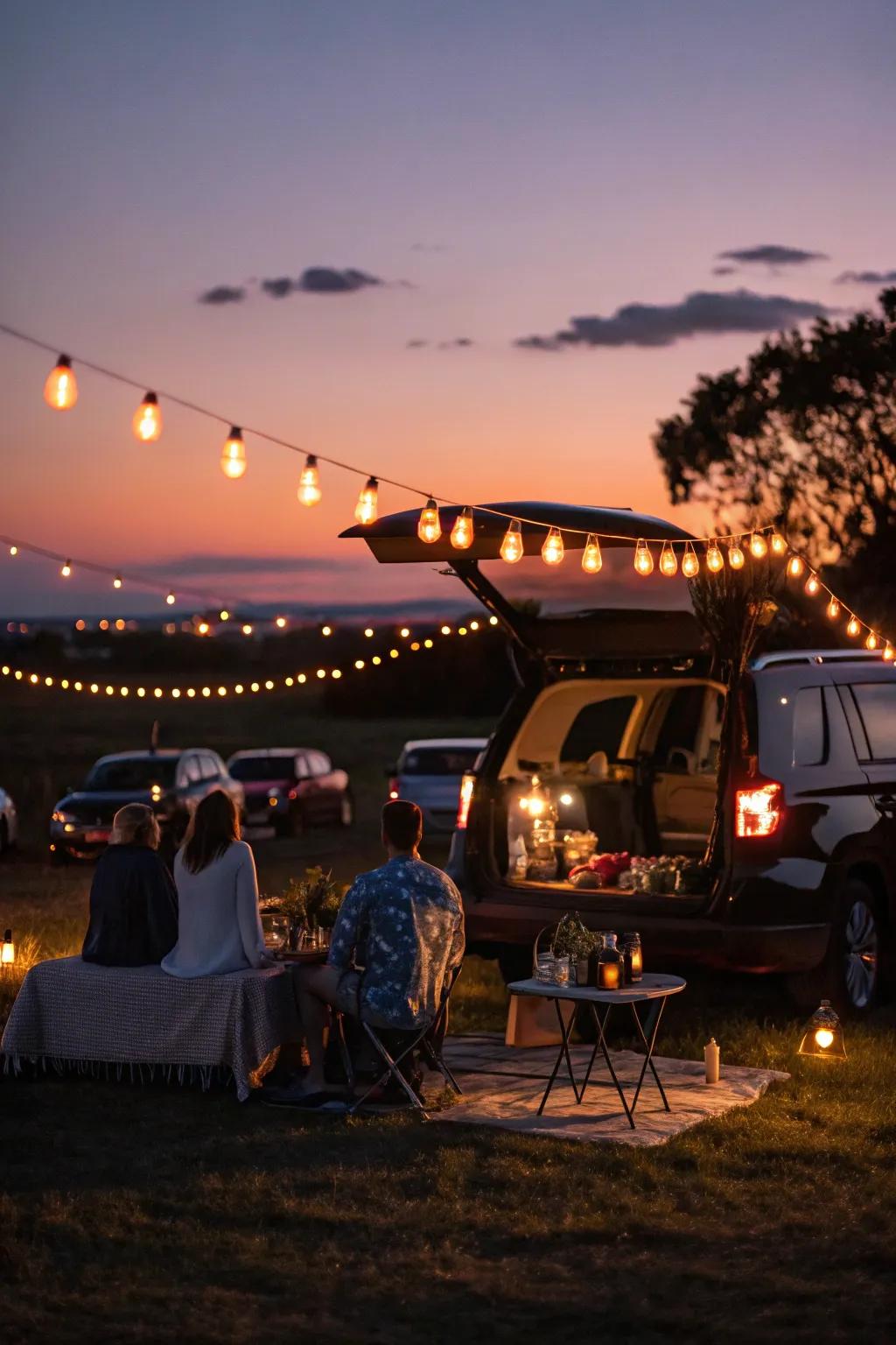 Light up your tailgate with string lights and lanterns.