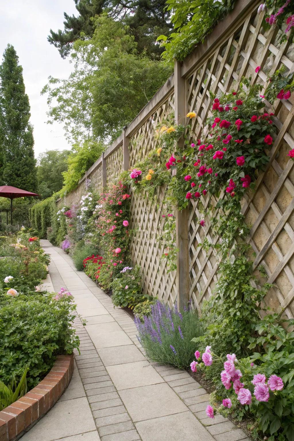 Trellis structures support climbing plants beautifully.