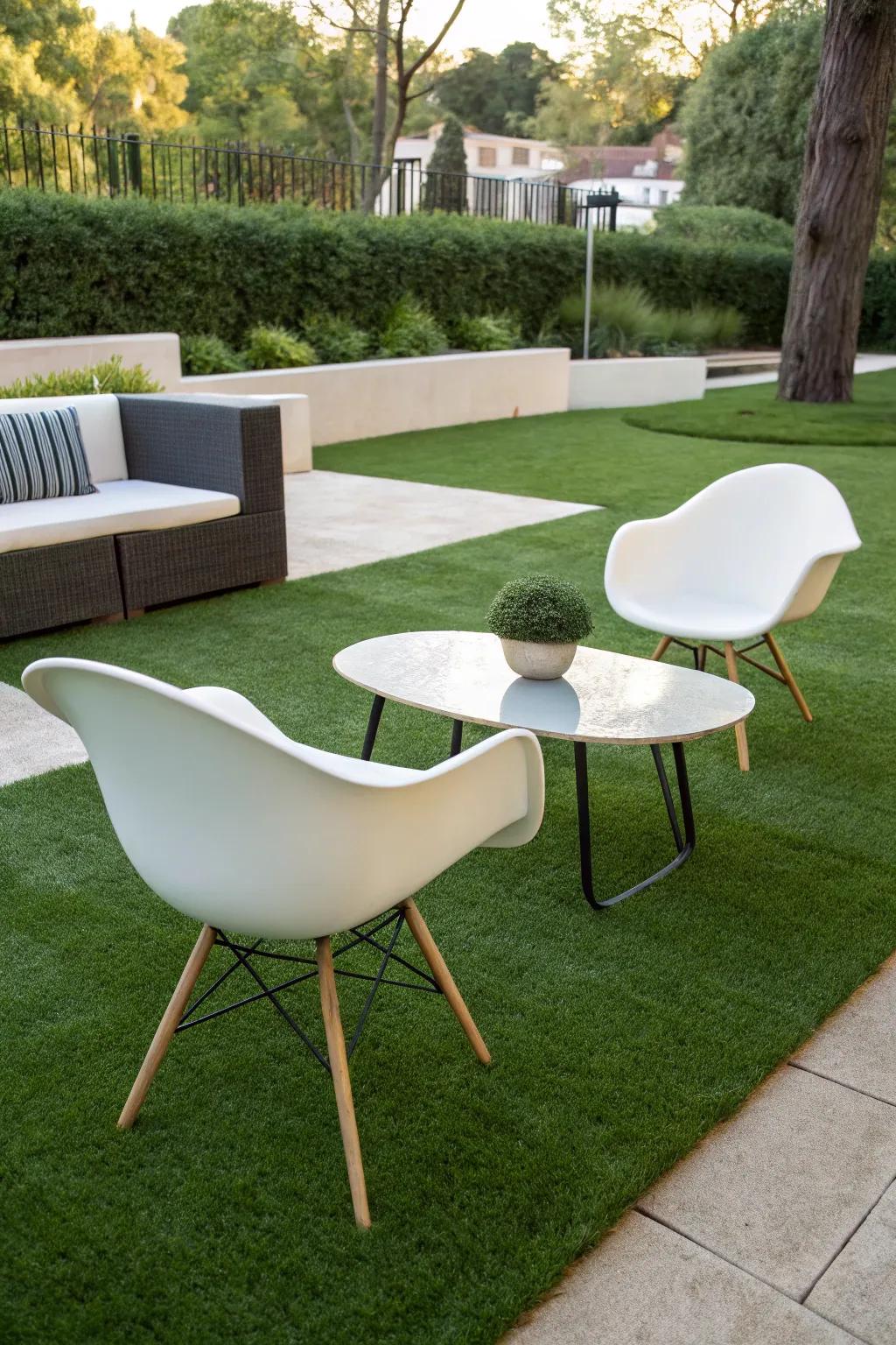 Artificial grass overlays offer a polished yet temporary look