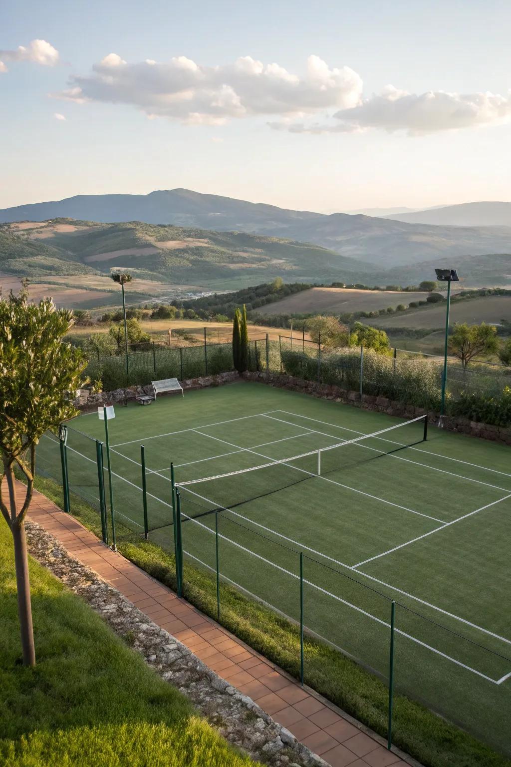 Stunning views enhance the enjoyment of playing tennis.