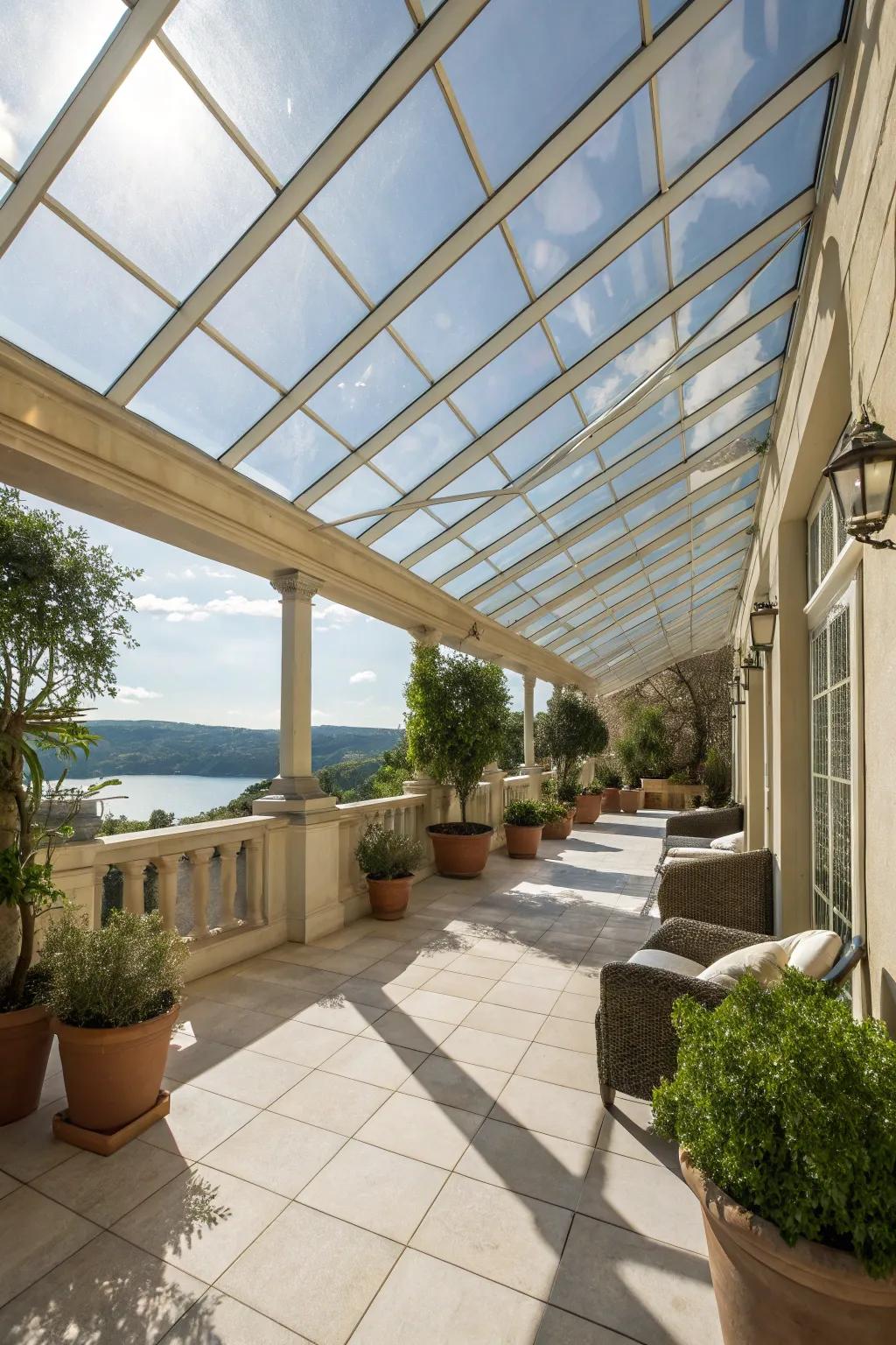 Glass roofs provide an abundance of natural light.
