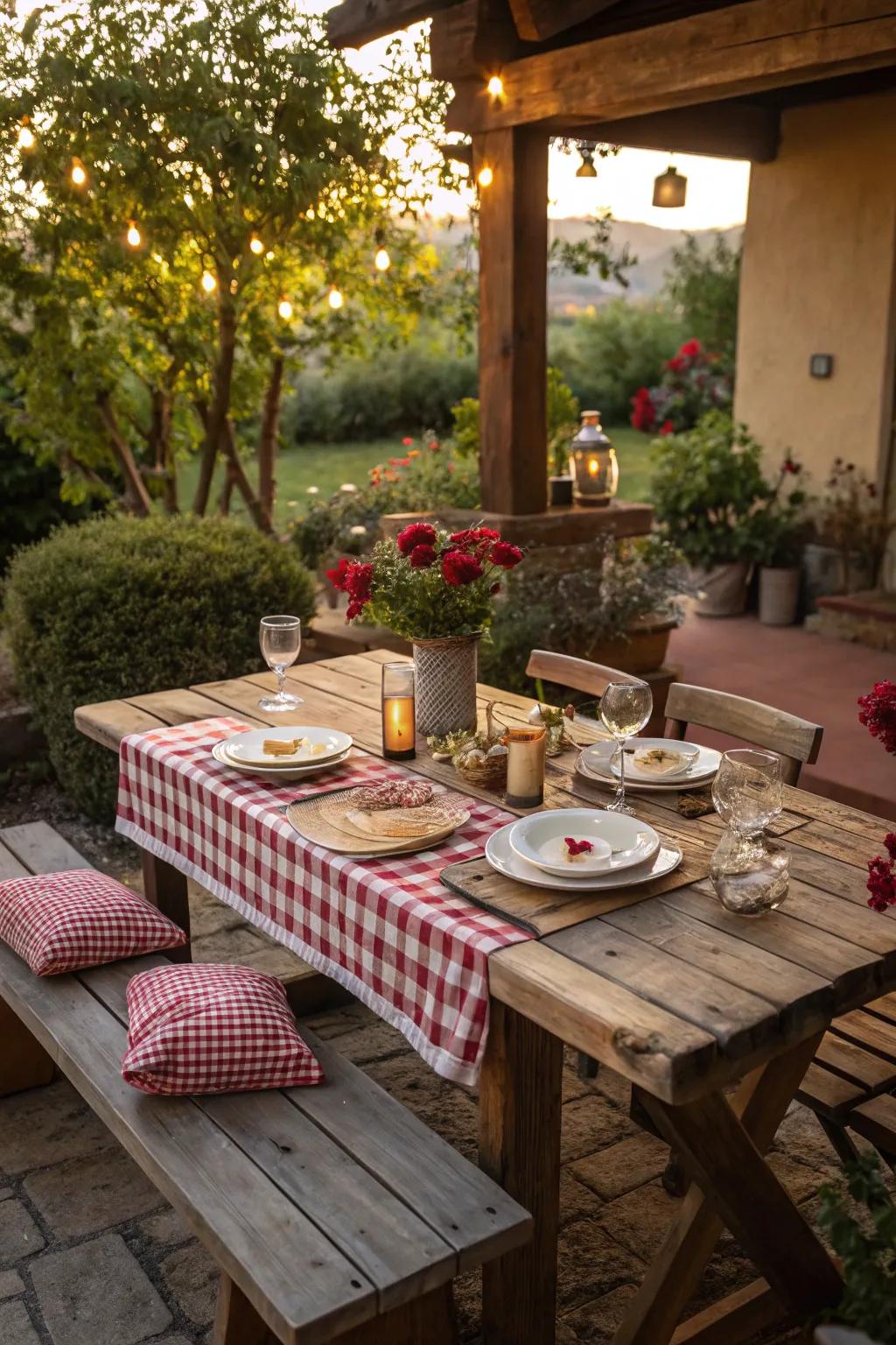 Enjoy outdoor meals with a stylish dining setup.