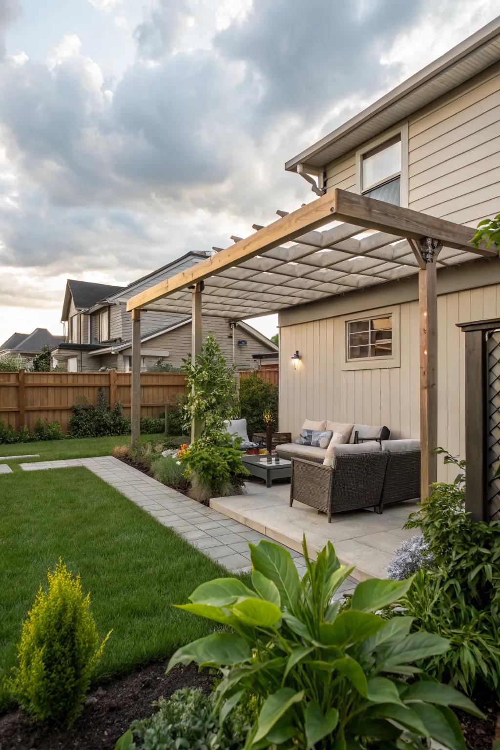 A pergola offers stylish protection from the sun.