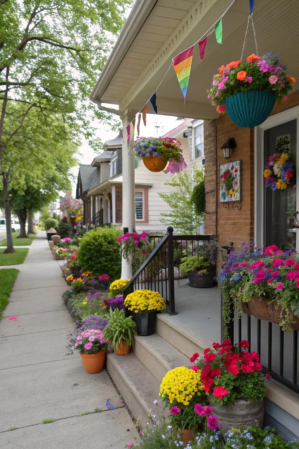 Colorful accents bring vibrancy to the porch.