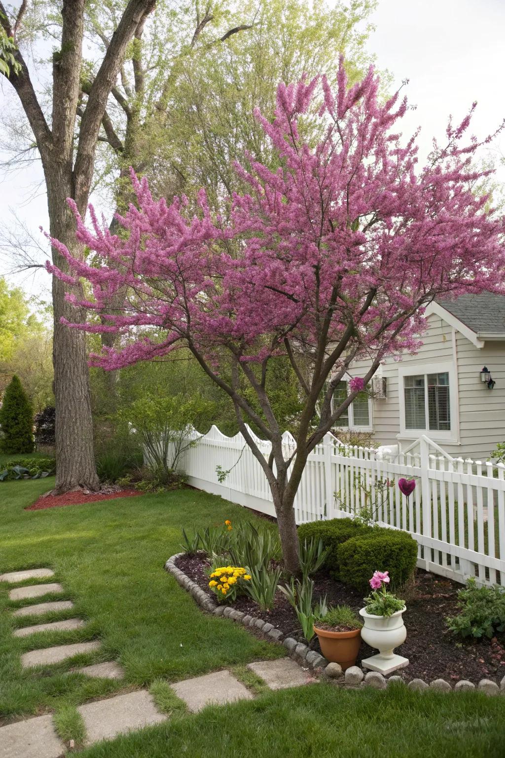 Eastern Redbuds enchant with their heart-shaped leaves and early blooms.