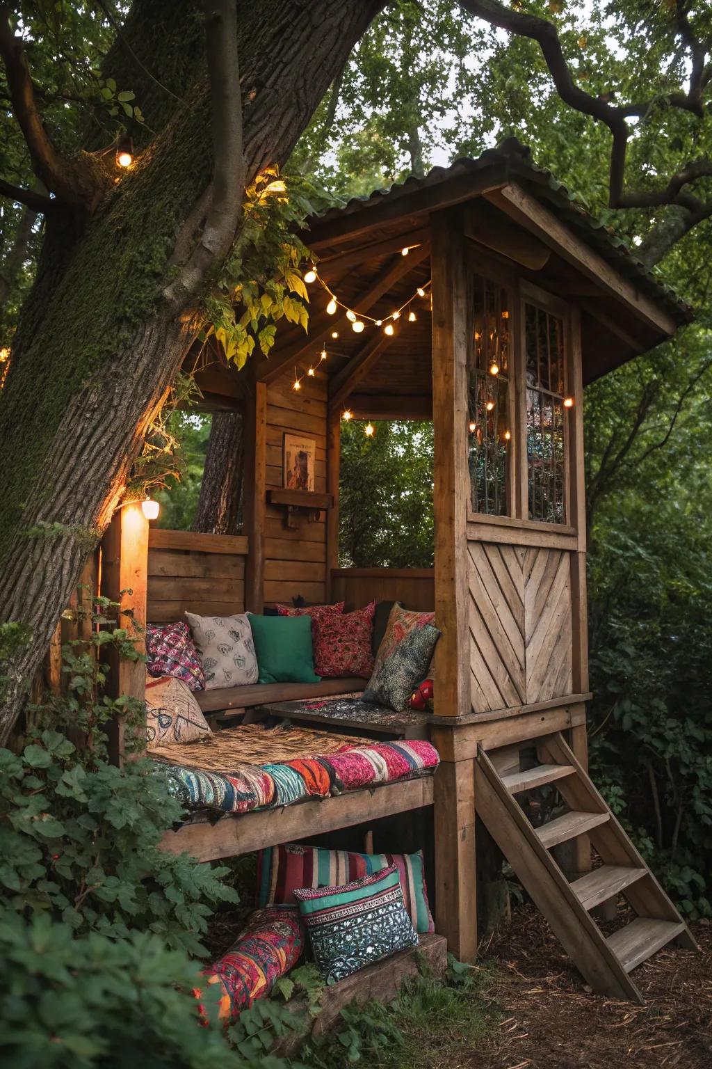 A cushion-filled nook is perfect for relaxation and daydreaming.