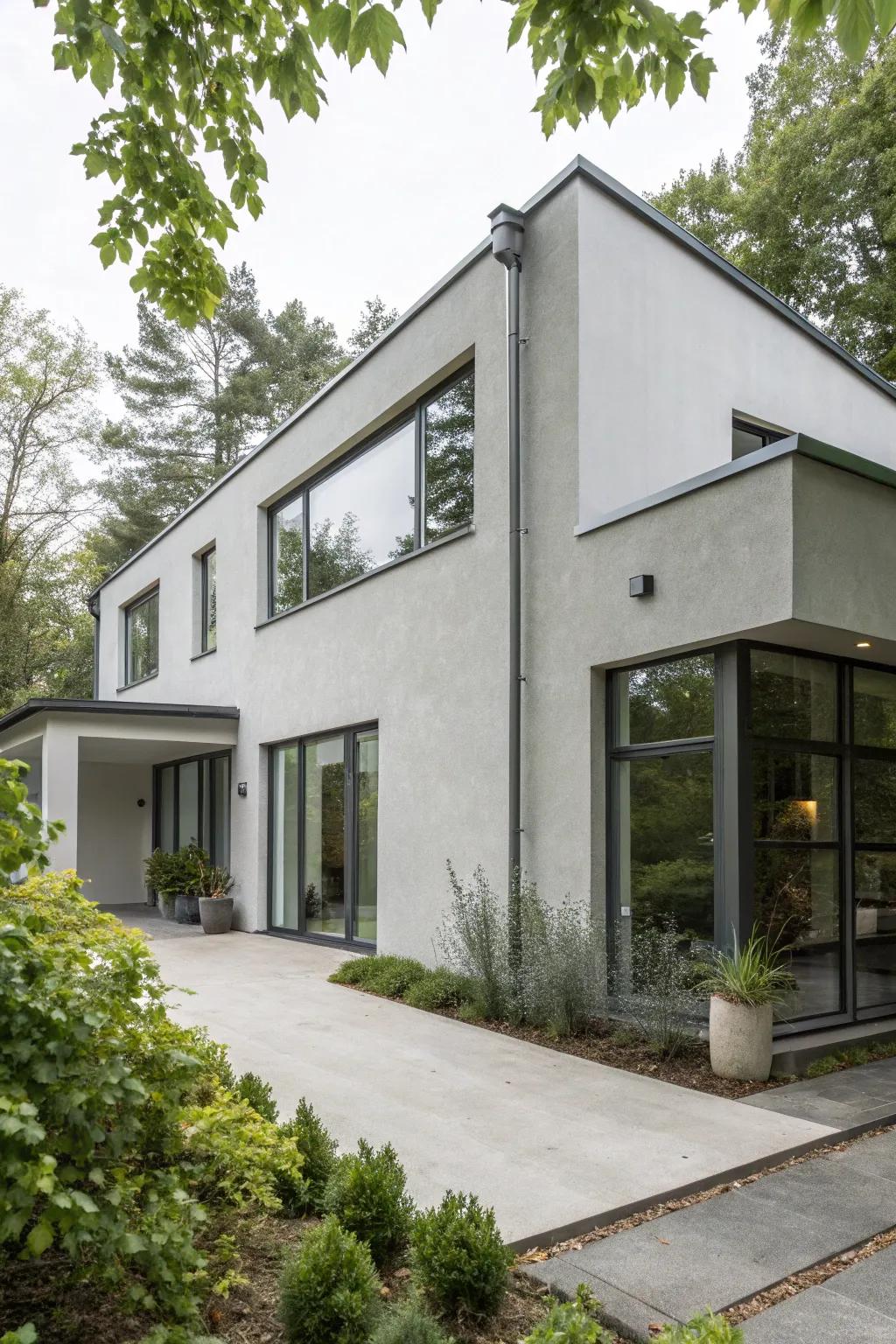 Soft gray exteriors offer subtle elegance.