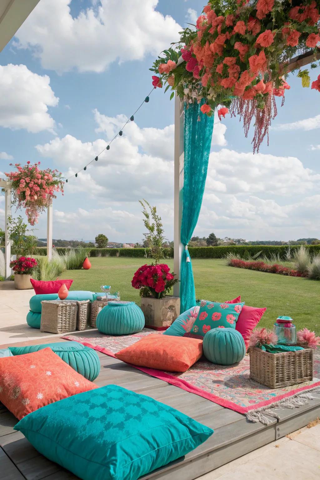 Bold colors bring energy to the decor.