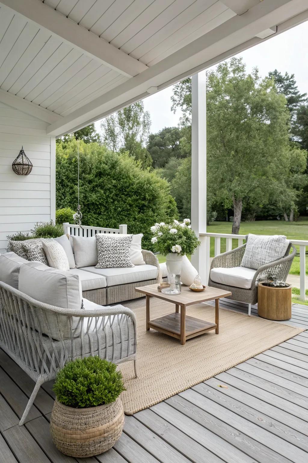 A deck with Scandinavian-inspired neutral tones for a timeless look.