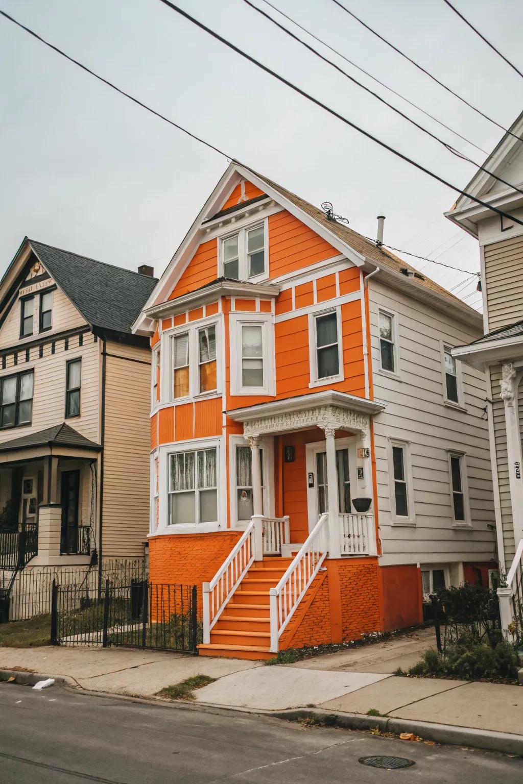 Orange and white add a burst of energy to this urban home.