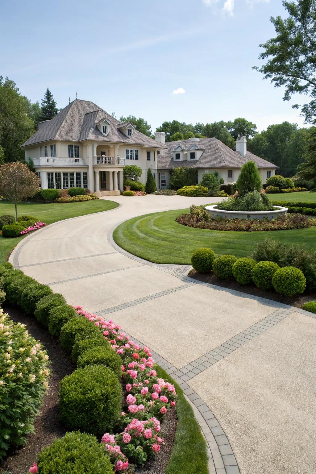 Circular driveways offer elegance and convenience for larger homes.