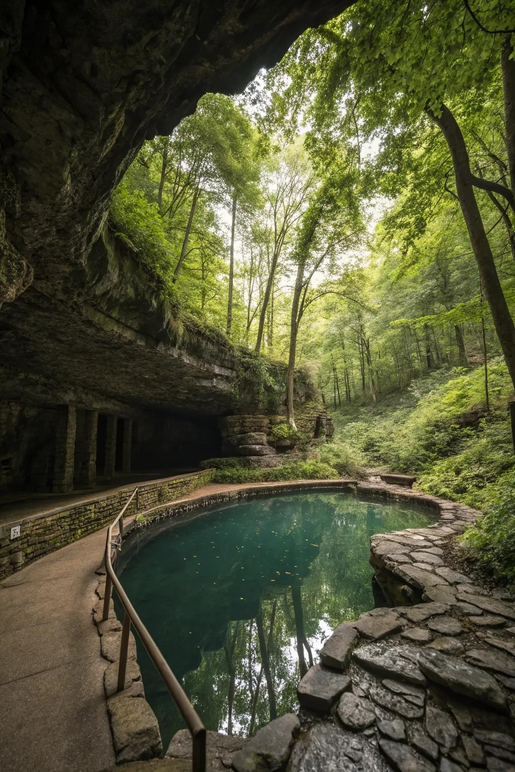 A pool that integrates beautifully with its natural, wooded surroundings.