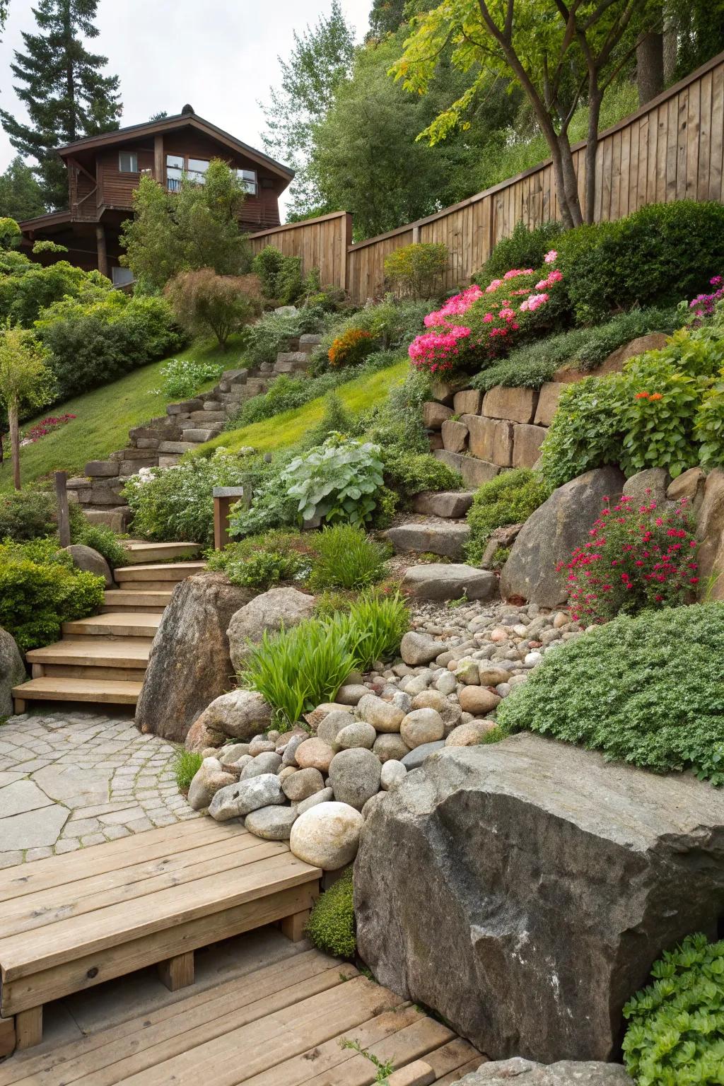 Natural materials create a seamless blend with the environment.