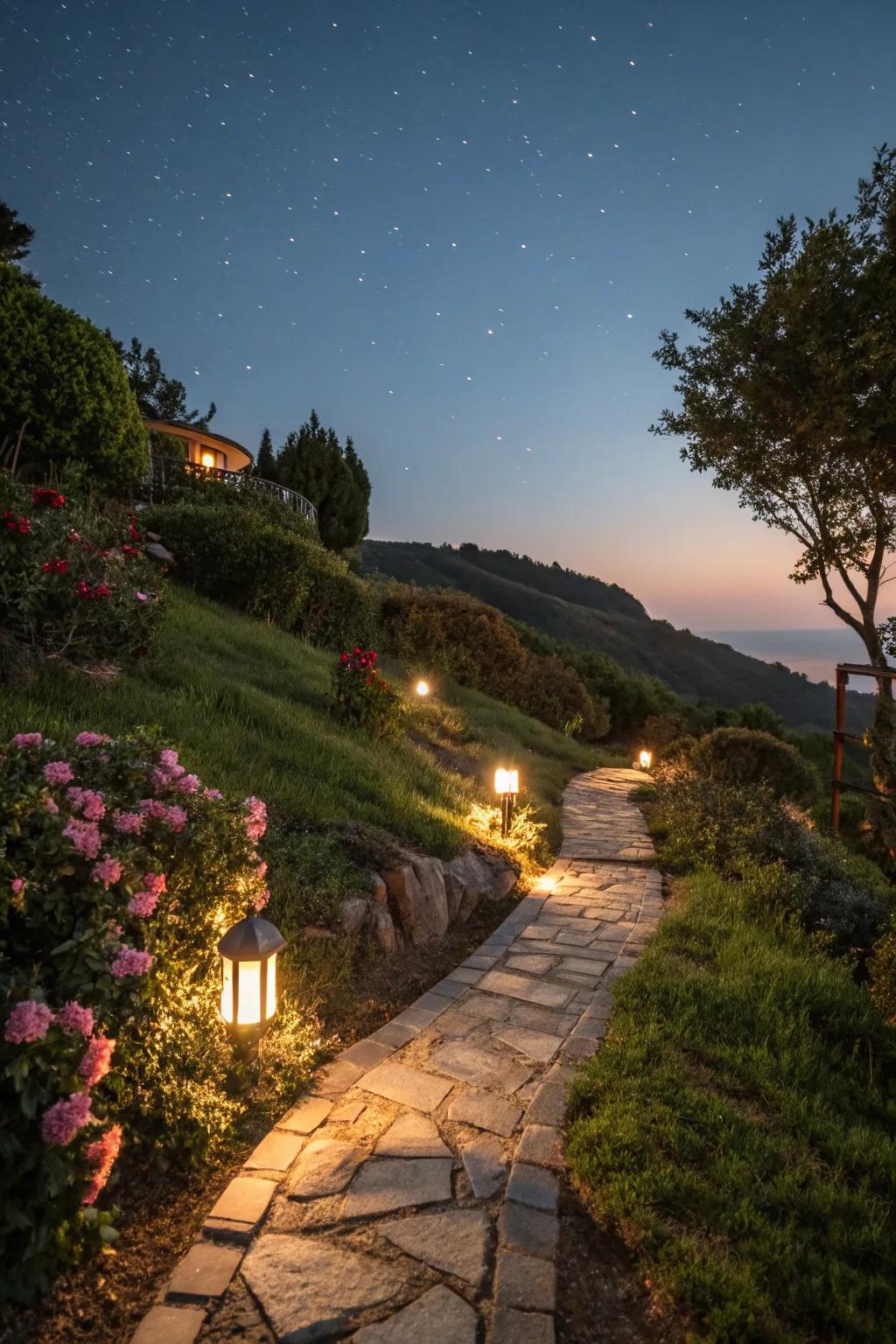 Lighting transforms your garden into a nighttime wonderland.