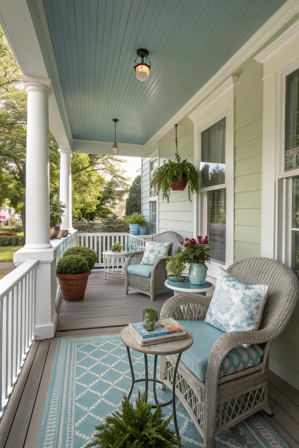 A thoughtful color scheme enhances the elegance of your porch.
