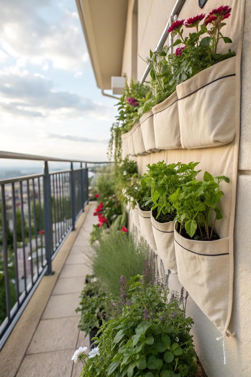Fabric pocket planters are perfect for compact spaces.