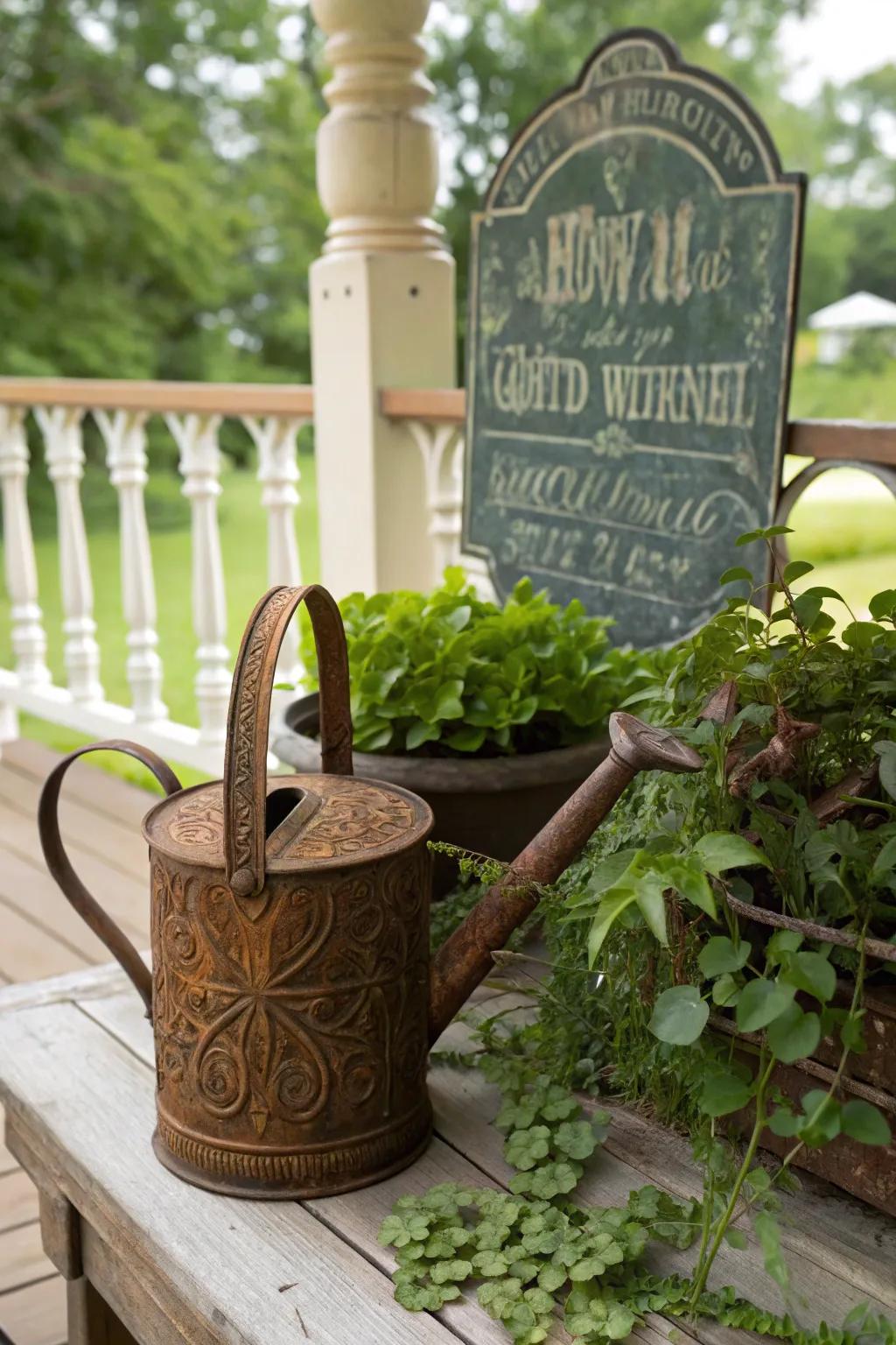 Antique finds add unique charm to your porch decor.
