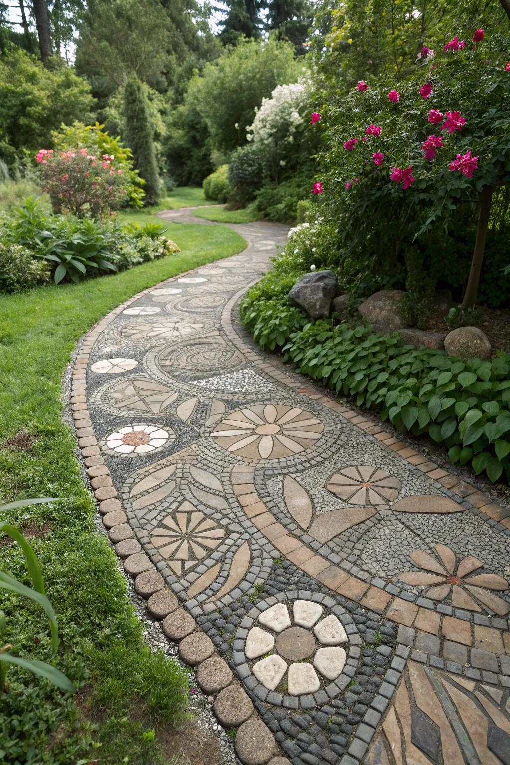 A path that becomes a centerpiece with its unique patterns.