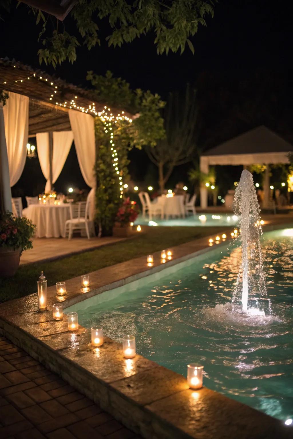 Lighting effects transform your pool into a nighttime paradise.