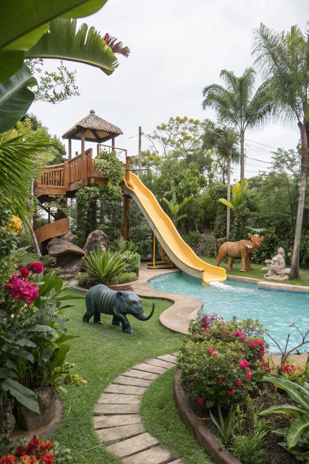 Embark on a jungle adventure with this themed slide.